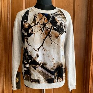 Mossimo Sweatshirt Pullover target top sweater abstract art medium gray brown